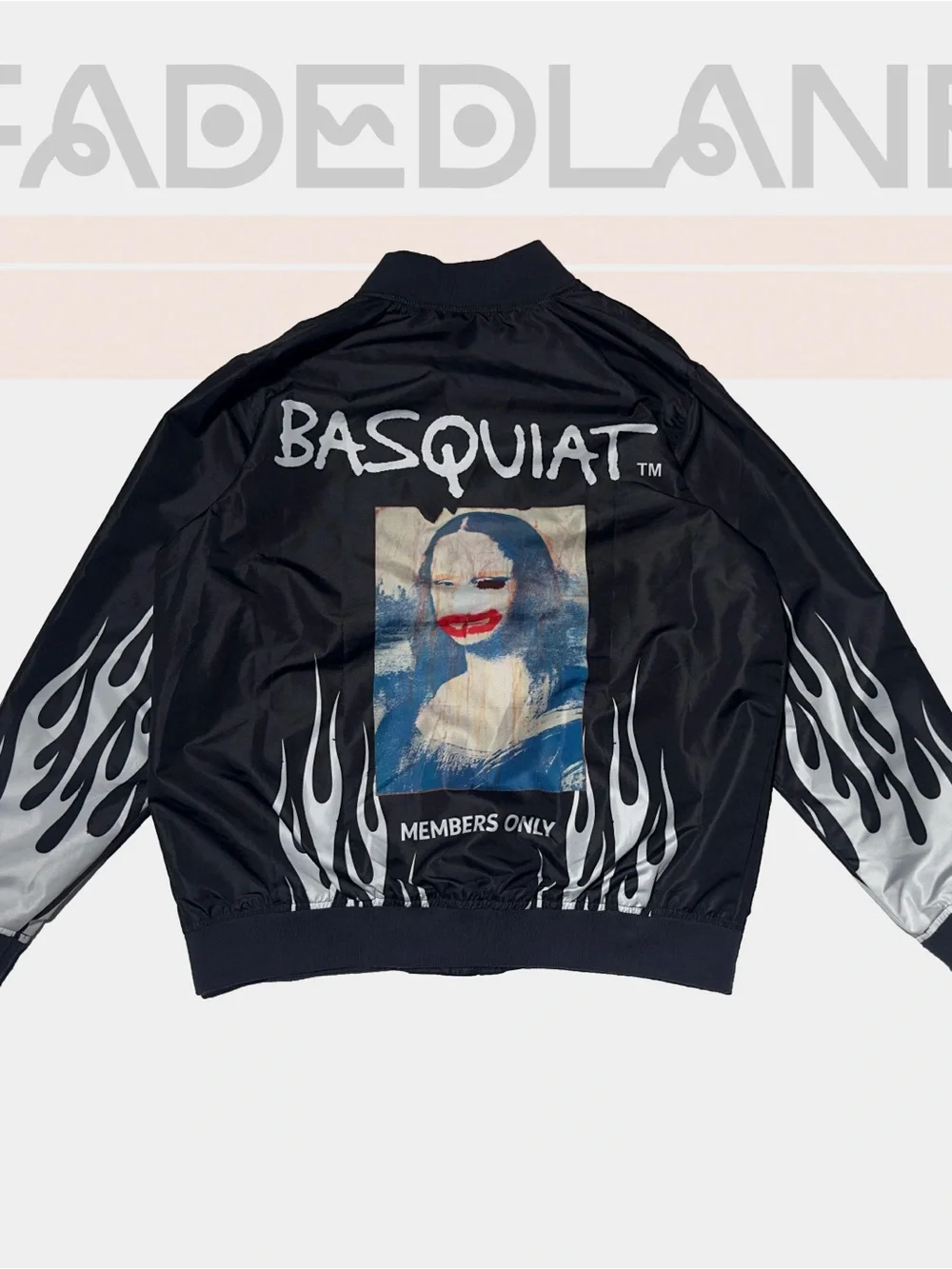 Members Only Black Bomber Jacket collabo w/ Jean Michel Basquiat